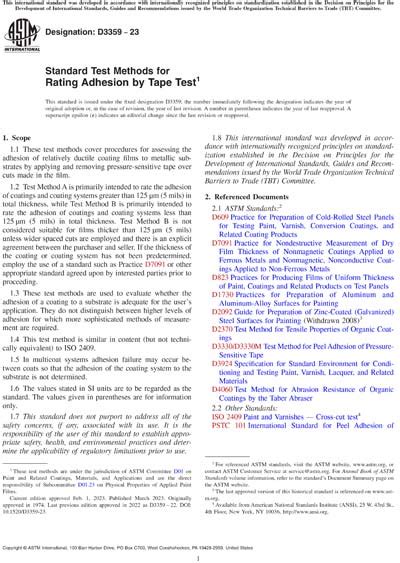 paint adhesion test standard|astm d3359 latest revision.